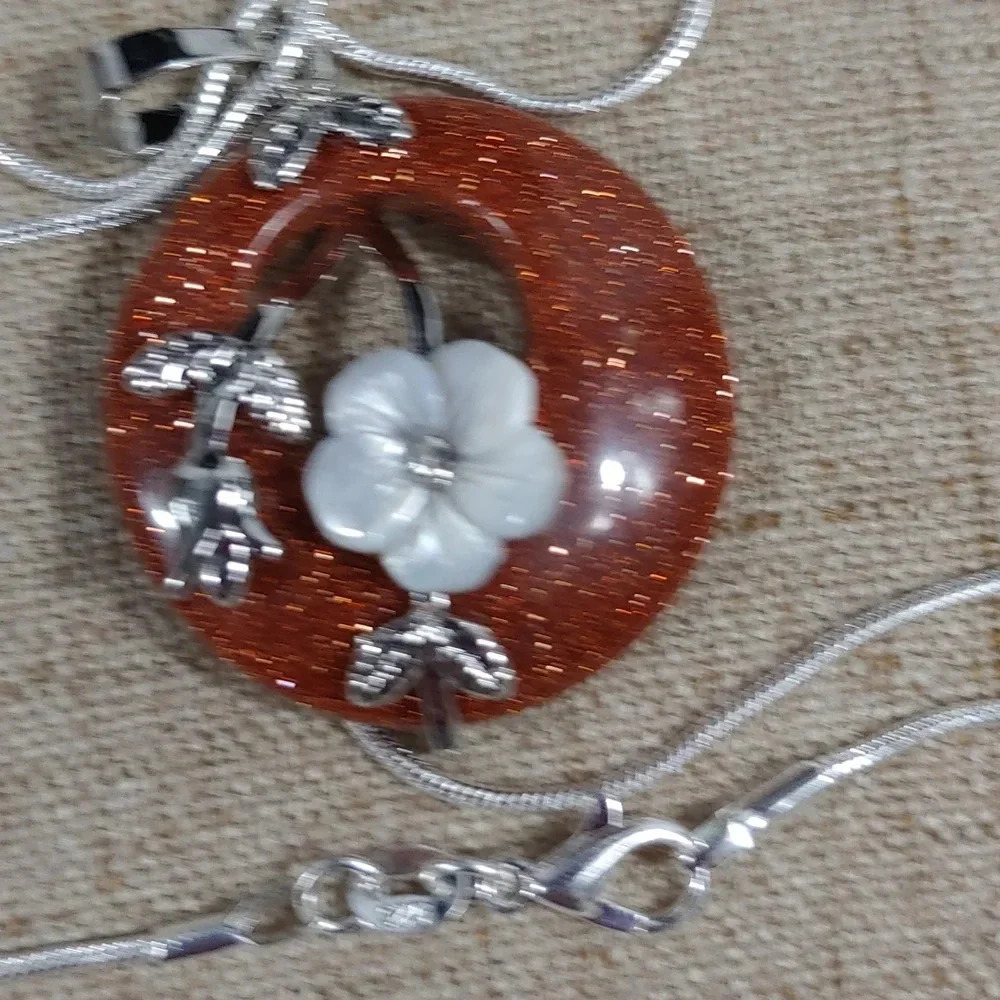 Women's Natural Stone 925 Sterling silver Necklace - Picture 4 of 7